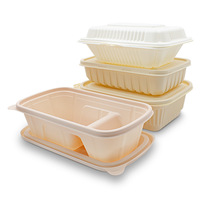 Boîtes rigides jetables, ensemble de boîtes à lunch, emballage alimentaire à emporter en papier biodégradable