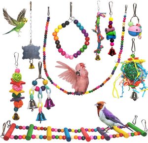 Juguetes ecológicos modernos para loros, columpio para jaula, juguetes para masticar para loros, juguetes educativos para pájaros, set combinado. - Product Image 6