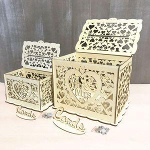 Wooden With Lock and Sign Greeting <b>Card</b> Keeper Money <b>Box</b> for Reception <b>Wedding</b> - Product Image 3