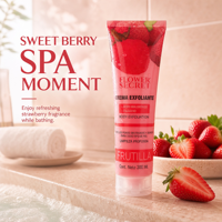 FLOWER SECRET 300ml Gel Exfoliant Corps Fraise à l'Acide Hyaluronique - Pour Adultes Tous Types de Peau - Services OEM/ODM Agence de Marques