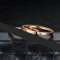 Bagues de mariage classiques en or rose de haute qualité pour femmes et hommes, bagues de couple romantiques personnalisées en acier inoxydable et zircon