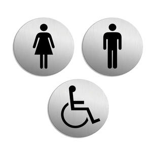 Hochwertiges, individuell gestaltetes gebürstetes Aluminium-Metallschild, selbstklebendes WC-Schild, Herren- und Damen-WC, Badezimmer-Videowarnschild - Product Image 1