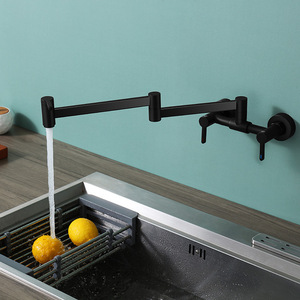 Deao laiton brossé Pot robinet de remplissage mural pliable robinet de <span class=keywords><strong>cuisine</strong></span> chaud et froid monotrou évier robinet rotation bec pliant - Product Image 5
