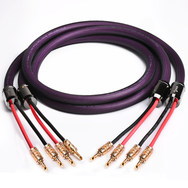 One Pair 7N Coaxial HiFi Audio Speaker Cable Gold Banana Y Pin Plug Combination Shielding for Monitor Microphone Projector Use
