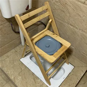 Inodoro plegable portátil de madera, silla de baño, sartén en cuclillas para ancianos, mujeres embarazadas