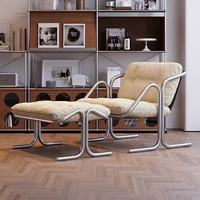 Chaise longue inclinable capitonnée moderne avec repose-pieds, structure en acier inoxydable, tissu en velours givré, écologique, haute qualité