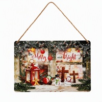 Plaque décorative murale en métal de style américain pour les fêtes, personnalisée, imperméable, motif hiver de Noël, pour la maison ou le magasin, avec corde