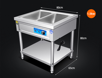 Rongsheng Tragbarer Intelligenter Bain-Marie Speisenwärmer Trolley mit Glasvitrine |   Edelstahl 1,5-2KW Restaurant-Buffet-Heizung