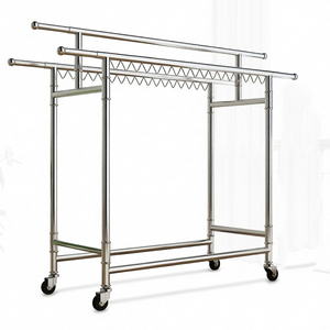 Porte-vêtements mobile robuste rétractable avec roulettes, séchoir à linge pliable en acier inoxydable, tringle à vêtements pour chambre à coucher - Product Image 3
