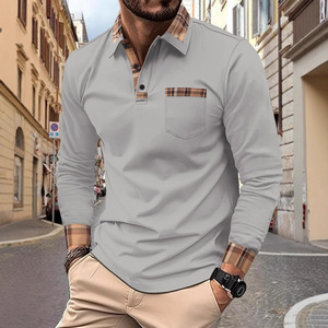 Chemises <span class=keywords><strong>polo</strong></span> pour hommes avec logo personnalisé, manches longues, pour la promotion des ventes de chemises, printemps et automne, design en coton piqué imprimé - Product Image 4