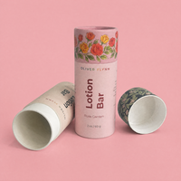 Tube en carton recyclable multicolore pour parfum solide, stick cosmétique, conteneur