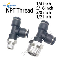 Connecteur rapide pneumatique blanc/bleu PD T latéral en laiton filetage externe 1/8 "1/4" 3/8 "1/2" M5 PU tuyau tuyau 4 6 8 10 12mm