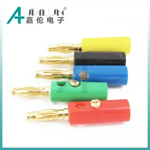 JIALUN 4mm Male Banana Connector With Screw Gold Plated Brass Banana Plug