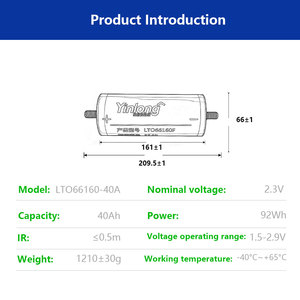 2,3V 40Ah Yinlong LTO-batterij 66160 25000 cycli snellaadbare lithium-titaanaatcel voor industriële energieopslag - Product Image 5