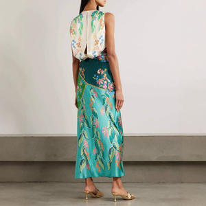 Vestido de fiesta sencillo con estampado de retazos vintage, vestido Maxi informal con cuello redondo para mujer Primavera Verano, vestido elegante sin mangas para mujer 2025 - Product Image 2