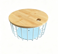 Panier à fruits pour comptoir de cuisine, lot de 2 grands paniers empilables avec couvercle en bambou