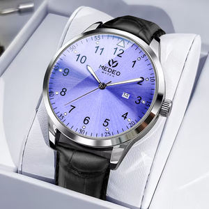 Montre de luxe pour homme MEDEO Miyota, analogique, en cuir, étanche, en acier inoxydable, 45 mm, grand cadran, date luminescente, style business - Product Image 3