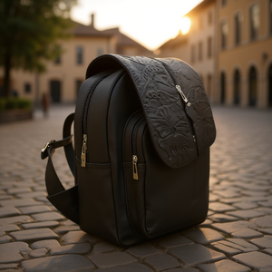 Mochila de Viaje Fana Letizia de 5L, Diseño Floral en Cuero Grabado, Mochila Unisex para Adultos - Product Image 2