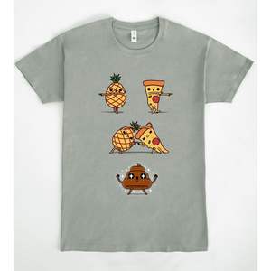 Camiseta Tropical Fusion Unisex para Adultos, Tallas S M L XL XXL, Diseño Divertido de Comida, Estampado Gráfico de Piña, Pizza y Bola de Higo - Product Image 1
