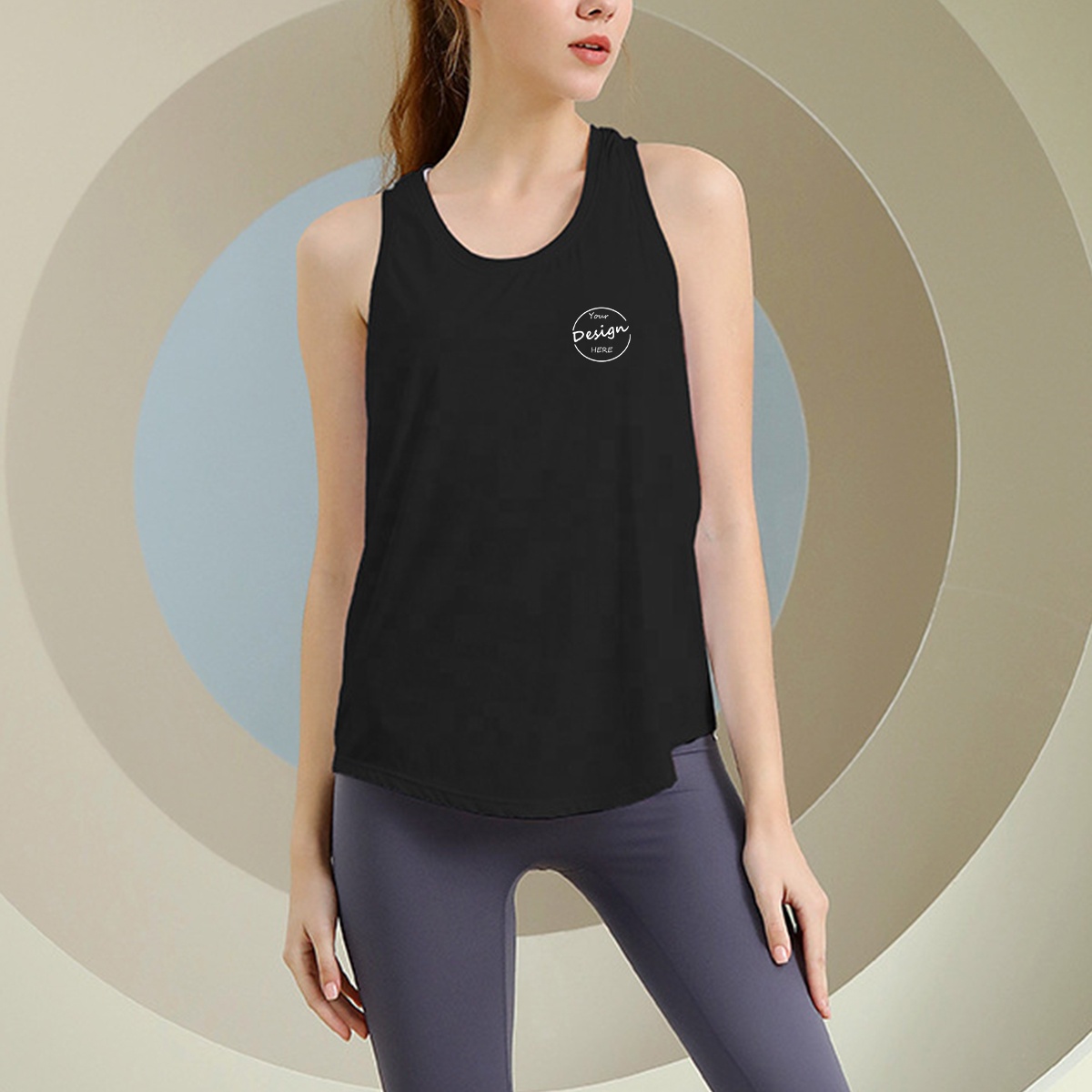 Breathable Scoop Neck Red Sleeveless Tank Top Ladies Gym Bra Women Fitness Yoga Wear Plus Size Basic Tank Top