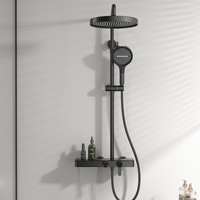 Ensemble de douche complet pour salle de bain, configuration en cuivre, style hôtel, installation apparente pressurisée, pommeau de douche carré chromé