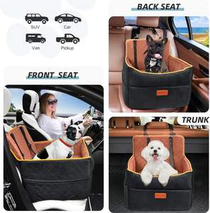 Asiento de Coche de Lujo XiaozePet para Perros, Desmontable, Lavable, con Bolsillos de Almacenamiento, 2 Cinturones de Seguridad, Esponja Duradera, Poliéster 35 - Product Image 6