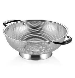 201 Stainless Steel Colander, Easy Grip Micro-Perforated Strainer with Riveted and Heat Resistant Handles, BPA Free