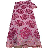 NI.AI Nigeria Tissus en voile de haute qualité, Tissu en coton avec dentelle suisse appliquée, Tissus en dentelle de coton africaine à motifs pour mariage