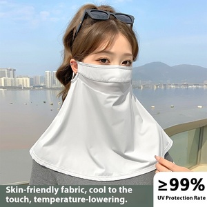 Femmes été glace soie Gini masque de protection solaire complet Anti-UV voile de Protection solaire pour l'équitation et la conduite cou ombre voile visage voile - Product Image 4