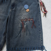 Shorts en jean vintage déchirés coupe ample évasée pour homme, qualité supérieure, style streetwear, poids moyen