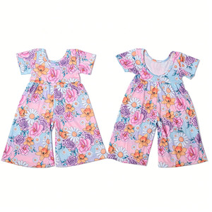 FANCY MONKEY Fa-1, Mono de Burbuja para Bebés Niñas, Personalizado con Estampado de Leopardo, Spandex/Poliéster, Mangas Cortas, Cierre de Broches, Venta al Por Mayor OEM/ODM, Entrega en 3-7 Días - Product Image 1