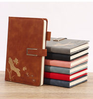 Coffret Cadeau Carnet à Couverture en Similicuir, Feuilles Mobiles, Motif Floral Imprimé UV, Impression de Logo, Style Chinois pour Bureau et Affaires