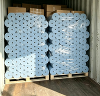 Rouleau de feutre de protection de sol bleu avec logo personnalisé, résistant à la peinture et aux rayures, auto-adhésif, non tissé, pour la rénovation de la maison