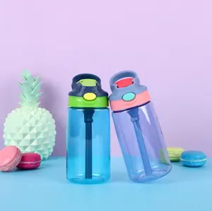 450ML BPA मुक्त ट्राइटन पानी की बोतल स्ट्रॉ प्लास्टिक पीने की पानी की बोतल के साथ बच्चों के लिए पोर्टेबल प्लास्टिक पानी की बोतल