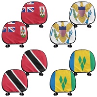 Housse de coussin de tête de voiture personnalisée avec drapeau national D1, impression par sublimation, polyester, 2 pièces, accessoires auto, vente en gros