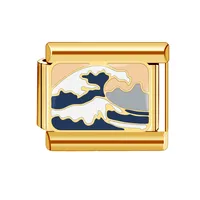 Goudkleur Smile Cherry Sky Heart Cat Dog Earth Italiaanse Charme Rvs Armband 9Mm Diy Making Gold Color Series