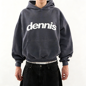 Hoodie court unisexe coupe ample en <span class=keywords><strong>molleton</strong></span> <span class=keywords><strong>bouclette</strong></span> 100% coton, style streetwear vintage épais pour homme - Product Image 1