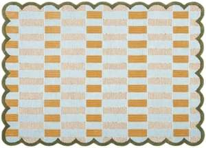 Tapis en <span class=keywords><strong>laine</strong></span> fabriqué à la machine bords festonnés motif à carreaux bleu clair confortable doux lavable Jute support tapis <span class=keywords><strong>d</strong></span>'accent moderne couloir de maison - Product Image 4