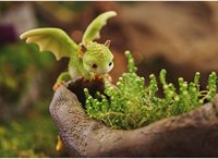 Oniya Rex le Dragon vert perché sur plante succulente Mini Figurine fantaisie à collectionner décoration de maison Pots de plantes