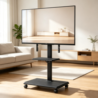 Chariot TV mobile économique en gros, réglable en hauteur avec roues pivotantes à 360 degrés pour la maison, le bureau et les conférences