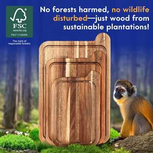 FSC-Juego de 3 tablas de cortar de Acacia para cocina, tabla de cortar de aceite mineral - Product Image 4