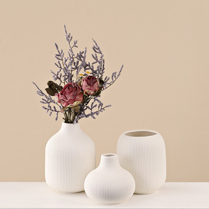 European Style Striped Three Piece Set Ceramic Vase With Artistic Design for Dried <b>Flower</b> <b>Display</b> Home Decor - Product Image 2