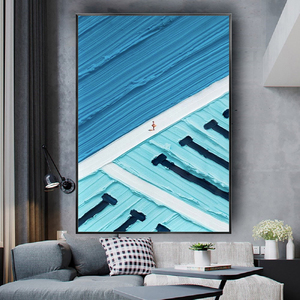 Peint à la main bleu blanc 3D Texture piscine abstraite <span class=keywords><strong>affiche</strong></span> épaisse toile mur Art paysages marins décor à la maison peinture à l'huile - Product Image 1