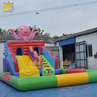 Toboggan aquatique commercial WODI en PVC avec double piste gonflable pour enfants et adultes, bâche en PVC WODI Plato