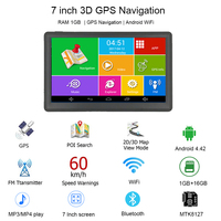 Navigation GPS pour voiture Android WiFi 7 pouces, RAM 1 Go + RAM 16 Go, navigateur de véhicule, carte d'Amérique, d'Amérique du Sud, des États-Unis et d'Europe, mise à jour gratuite