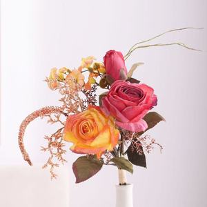 Ramo de Rosas de Seda de Doble Color Recién Asadas al por Mayor, Decoración para Sala de Estar, Mesa de Comedor, Bodas y Hoteles - Product Image 5