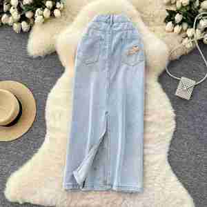 Falda Recta Bordada de Verano 2025 para Mujer, Faldas Vaqueras Casuales de Cintura Alta para Chicas, Ropa de Falda Casual para Mujer al por Mayor - Product Image 4