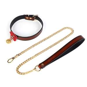 Collar SM de Cuero Vintage de Lujo con Campana Floral - Gargantilla de Cuero Genuino Impermeable para Adultos, Restricción de Cuello para Juego de <span class=keywords><strong>Dominación</strong></span> - Product Image 3