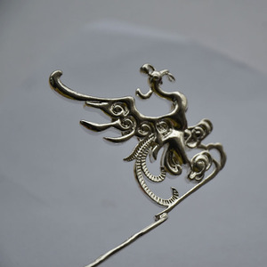 Épingle à cheveux en bronze coulé couleur cuivre, double face, motif Phénix 3D, style ancien, pour Hanfu, ornement de mariage - Product Image 4