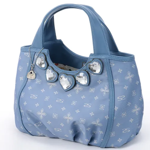 Bolso de mano estilo Y2K para mujer, bolso tote con estampado de monograma decorado con diamantes de imitación en forma de corazón, bolso ligero con asa superior de poliéster - Product Image 2